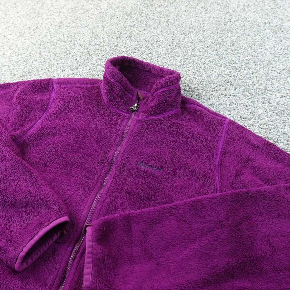 Marmot Jacket Womens L Purple Fleece Plush Full Zip Outdoor Hiking Coat Warm Top